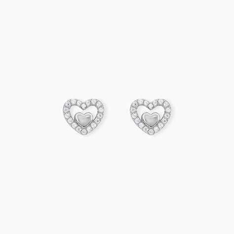 Boucles D'oreilles Puces Rizlene Argent Blanc Oxyde De Zirconium - Nouveautés Femme | Marc Orian