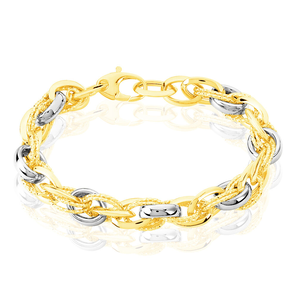 Bracelet Joice Maille Altern&eacute;e Et Godronne Or Bicolore - Bracelets mailles Femme | Marc Orian