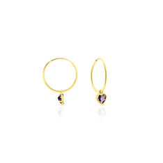 Créoles Marsie Coeur Or Jaune Amethyste - Boucles d'oreilles Créoles Femme | Marc Orian