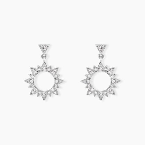 Boucles D'oreilles Pendantes Teana Argent Blanc Oxyde De Zirconium - Pendantes Femme | Marc Orian
