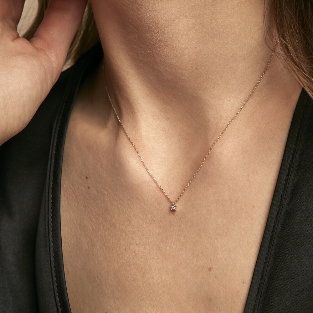 Collier Mei Or Jaune Diamant - Colliers solitaires Femme | Marc Orian