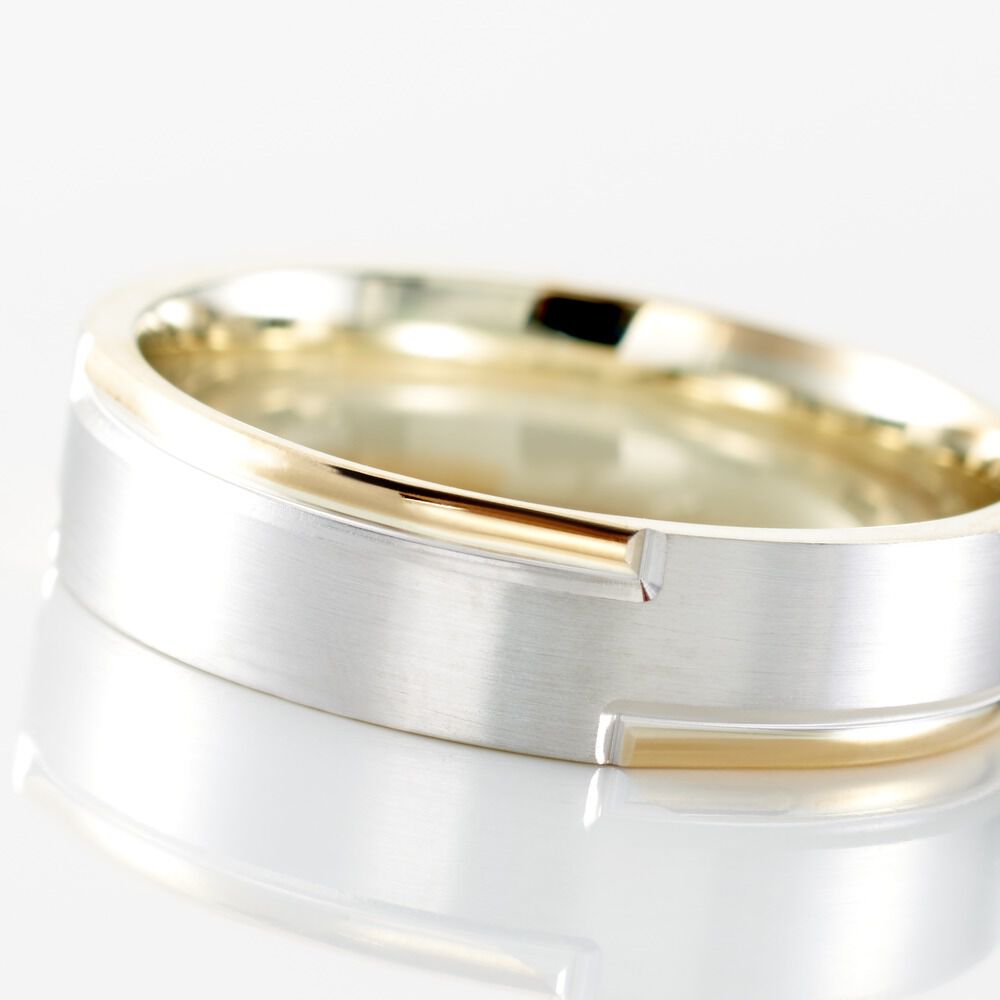 Alliance Aliyaah Ruban Plat Or Bicolore - Alliances personnalis&eacute;es Famille | Marc Orian