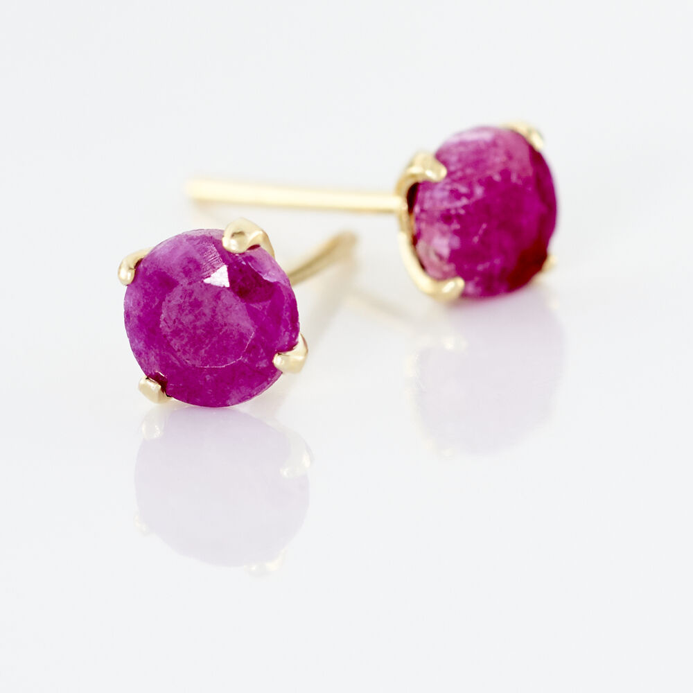 Boucles D'oreilles Puces Elea Serti Griffe Or Jaune Rubis - Puces Femme | Marc Orian