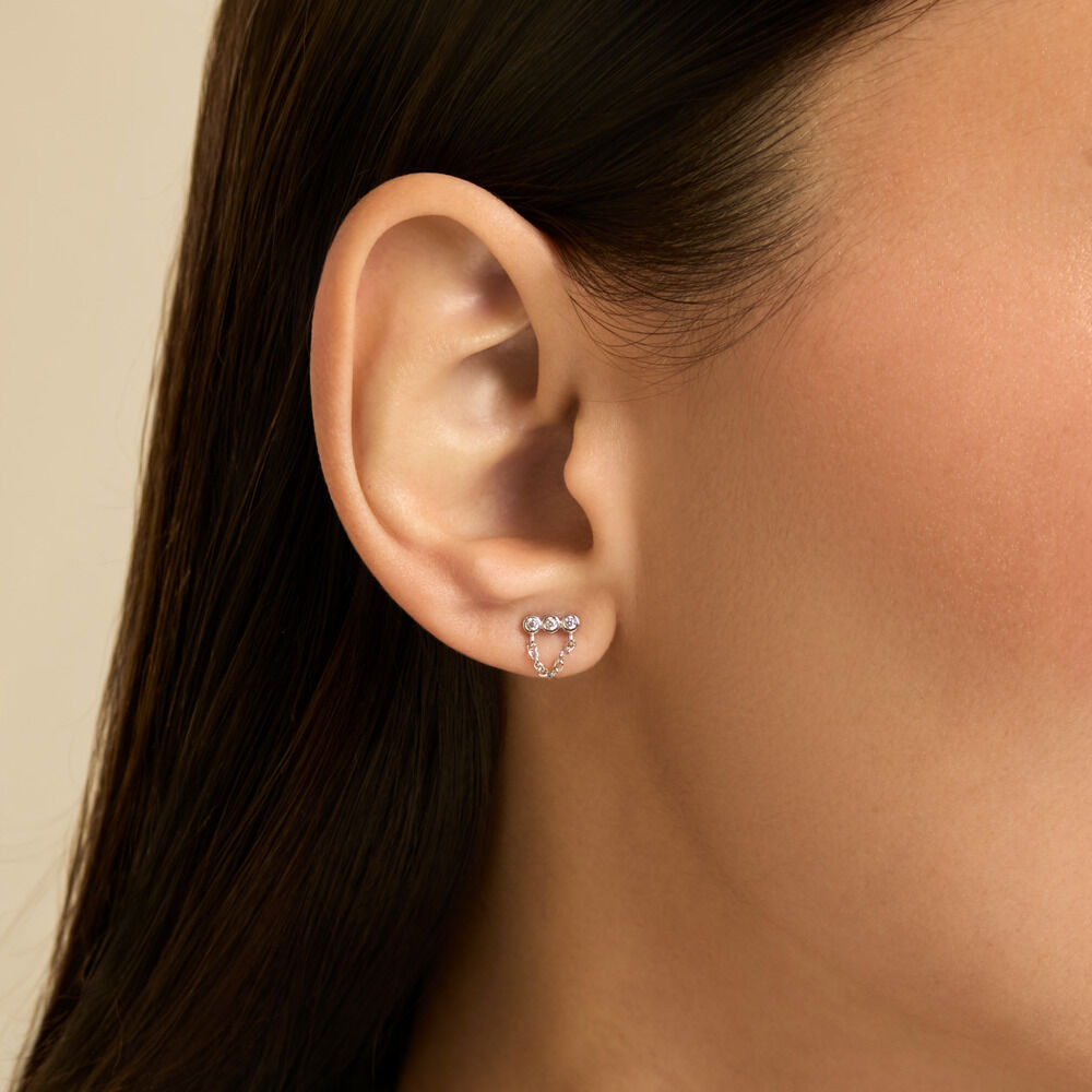 Boucles D'Oreilles Puces Kaiko Argent Blanc Oxyde De Zirconium - Puces Femme | Marc Orian