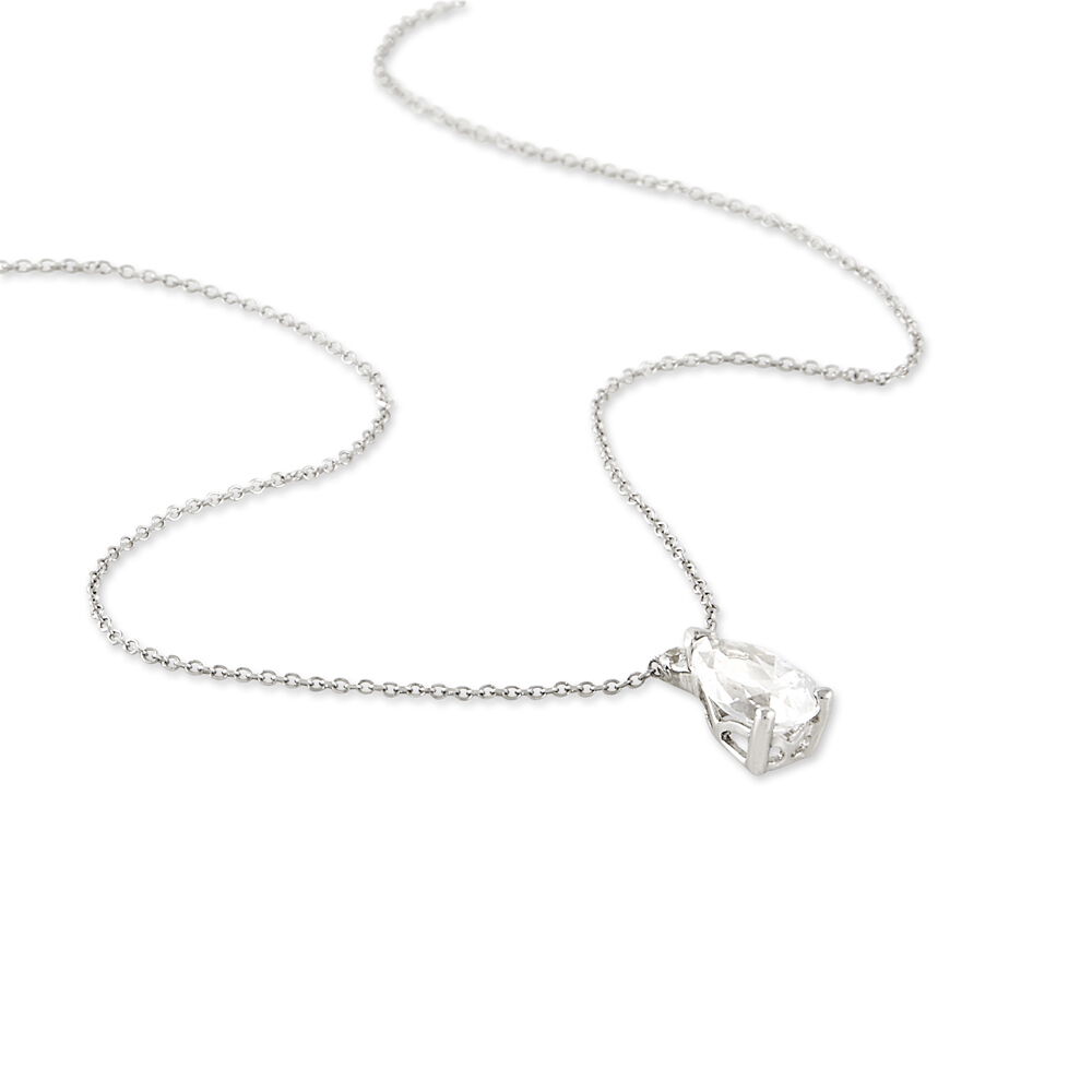 Collier Enis Or Blanc Oxyde De Zirconium Et Olivine - Colliers avec pierres Femme | Marc Orian