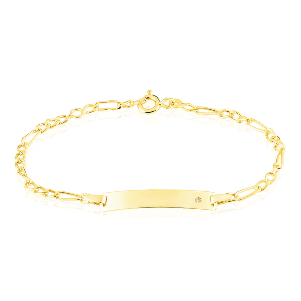 Bracelet Identit&eacute; Bartolomee Maille Alternee 1/3 Or Jaune Oxyde - Gourmettes Enfant | Marc Orian