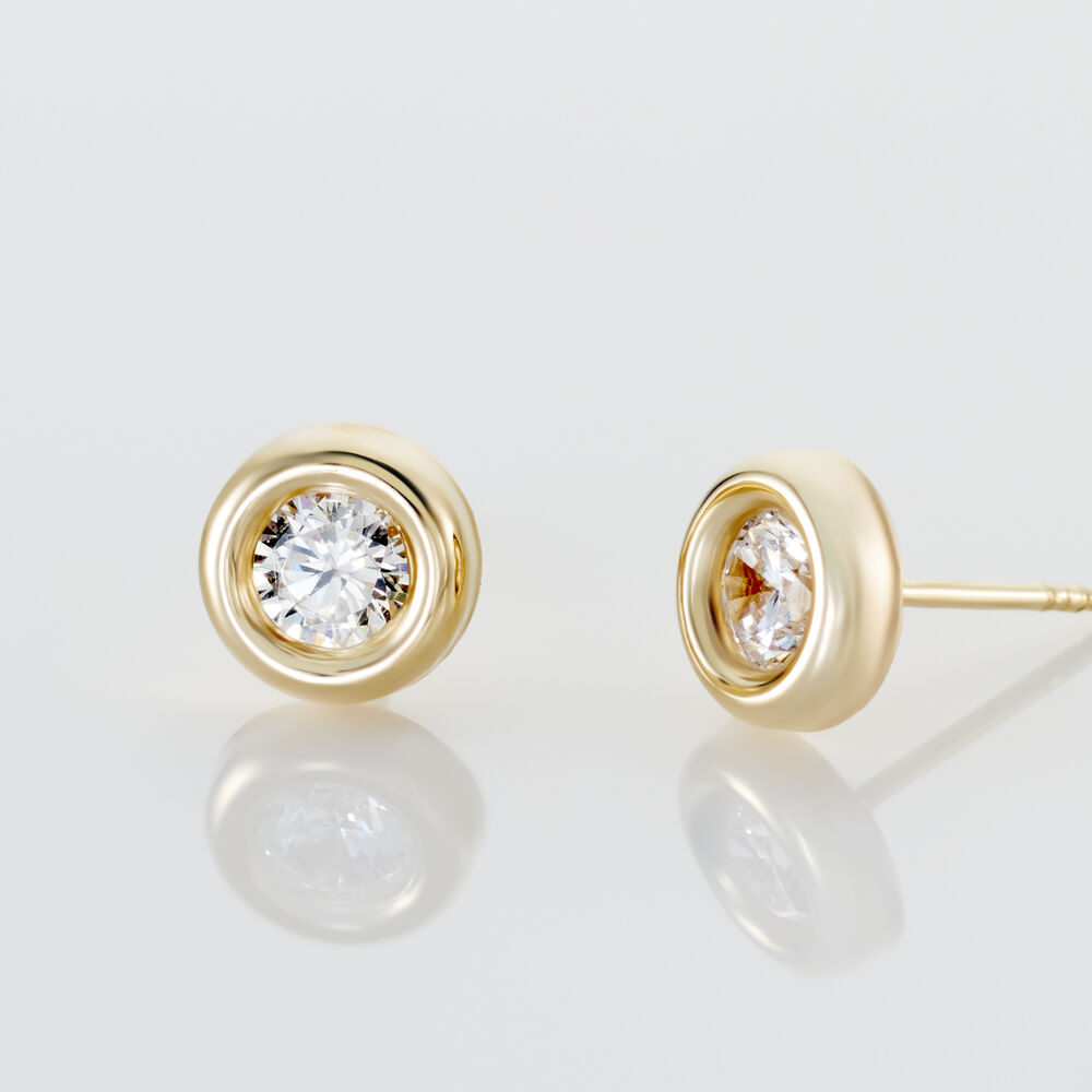 Boucles D'oreilles Puces Eden Serti Pneu Or Jaune Oxyde De Zirconium - Puces Femme | Marc Orian