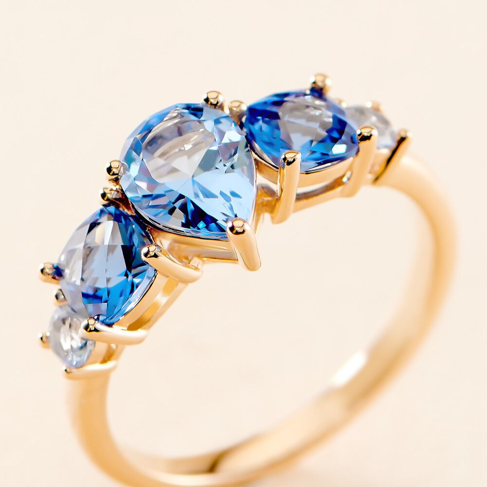 Bague Huffie Plaqué Or Jaune Pierre D'imitation - Bagues avec pierre Femme | Marc Orian
