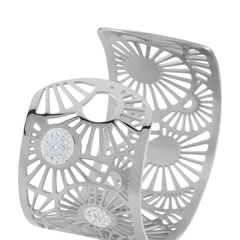 Bracelet Jonc Imagine Florette Strass Acier Blanc Strass - Bracelets joncs Femme | Marc Orian