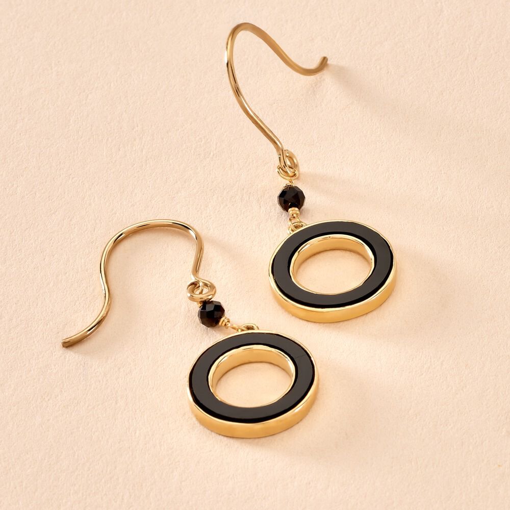 Boucles D'oreilles Pendantes L'incessante Or Jaune Onyx Spinelle - Pendantes Femme | Marc Orian