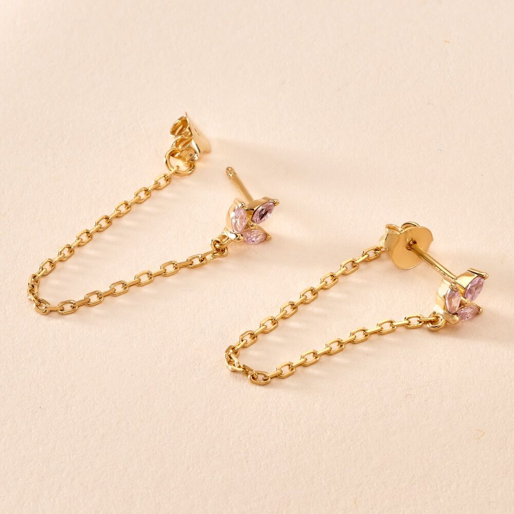 Boucles D'oreilles Pendantes Erma Plaqué Or Doré Oxyde De Zirconium - Pendantes Femme | Marc Orian