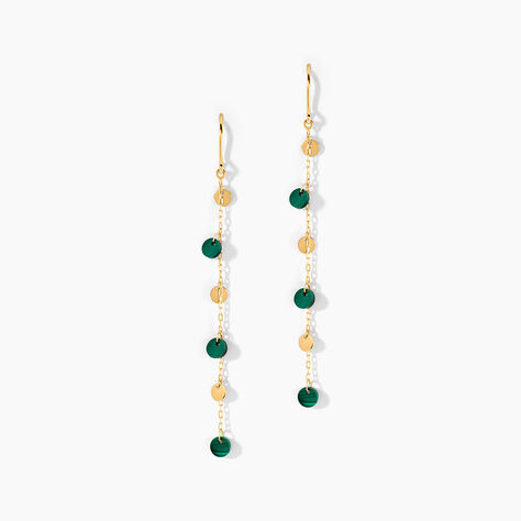 Boucles D'Oreilles Pendantes Epurea Or Jaune Malachite - Boucles d'oreilles pampille Femme | Marc Orian