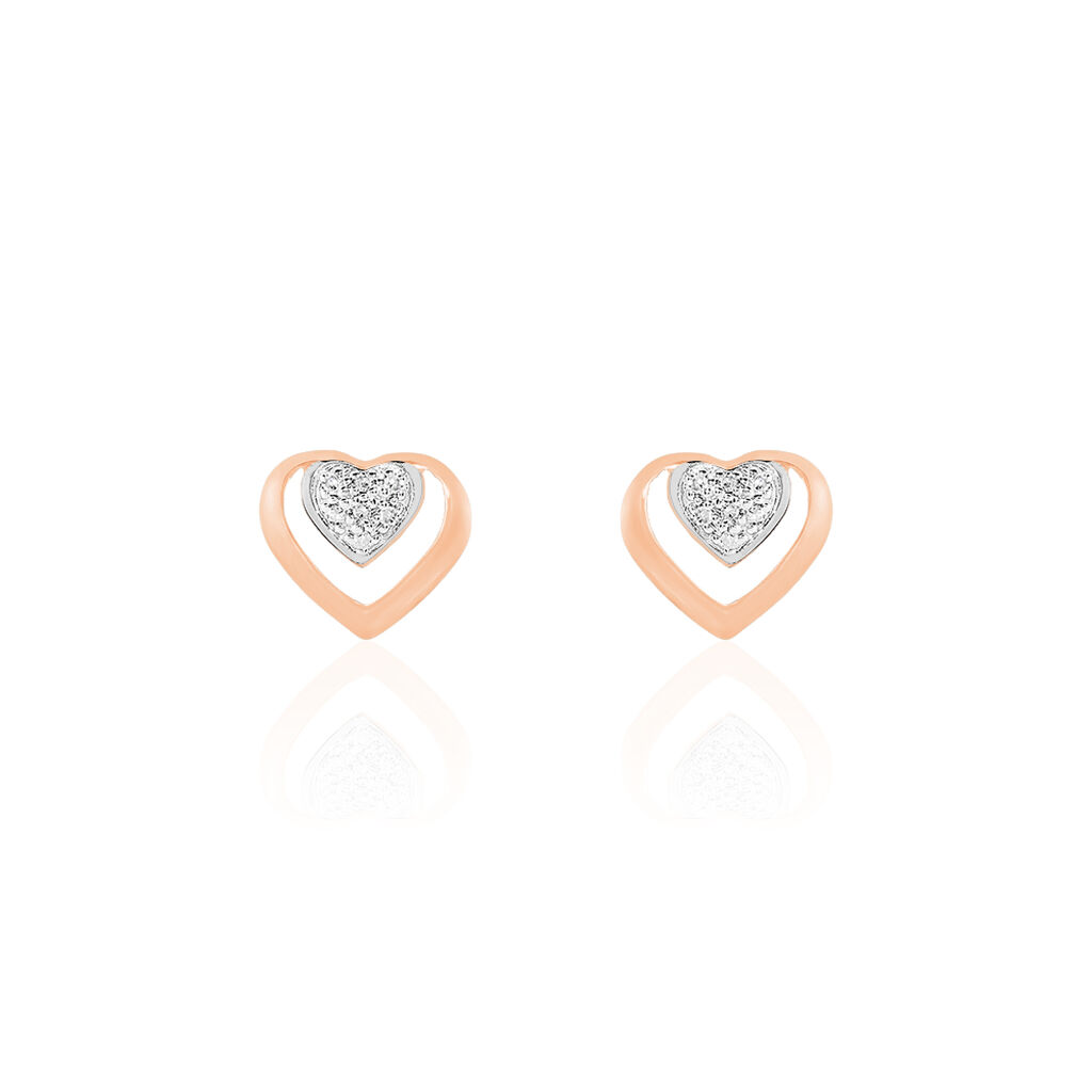 Boucles D'oreilles Puces Liana Or Rose Diamant - Boucles d'oreilles pierres précieuses Femme | Marc Orian