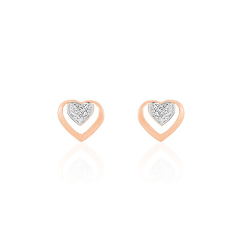 Boucles D'oreilles Puces Liana Or Rose Diamant - Boucles d'oreilles pierres précieuses Femme | Marc Orian