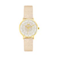 cadran doré fond blanc bracelet synthétique doré rose