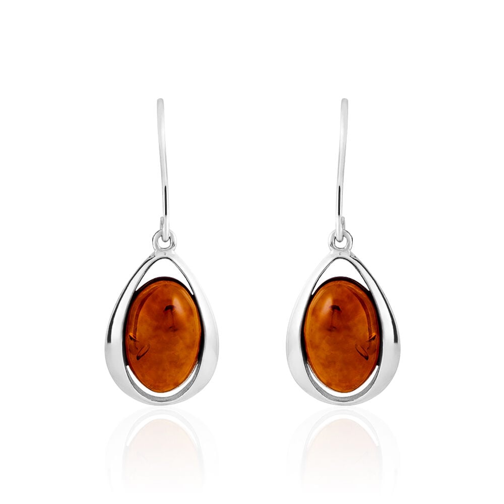 Boucles D'oreilles Pendantes Hilda Argent Blanc Ambre - Pendantes Femme | Marc Orian