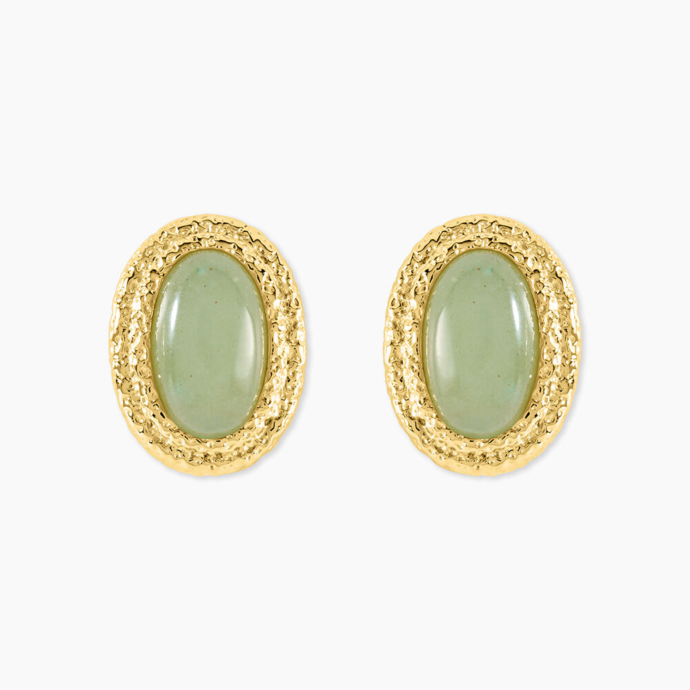 Boucles D'Oreilles Ria Puces  Acier Jaune Aventurine - Puces Femme | Marc Orian