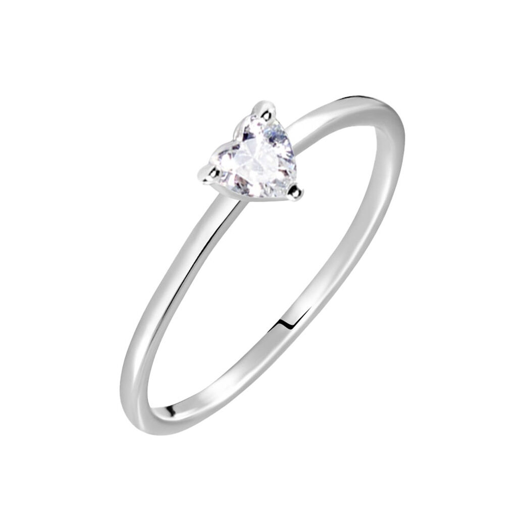 Bague Solitaire Eaque Argent Blanc Oxyde De Zirconium - Bagues Solitaire Femme | Marc Orian