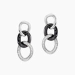 Boucles D'oreilles Pendantes Link Argent Blanc C&eacute;ramique Et Oxyde - Pendantes Femme | Marc Orian