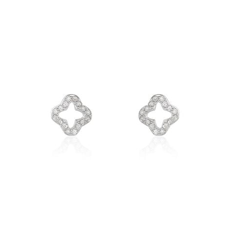 Boucles D'oreilles Puces Tully Argent Blanc Oxyde De Zirconium - Puces Femme | Marc Orian