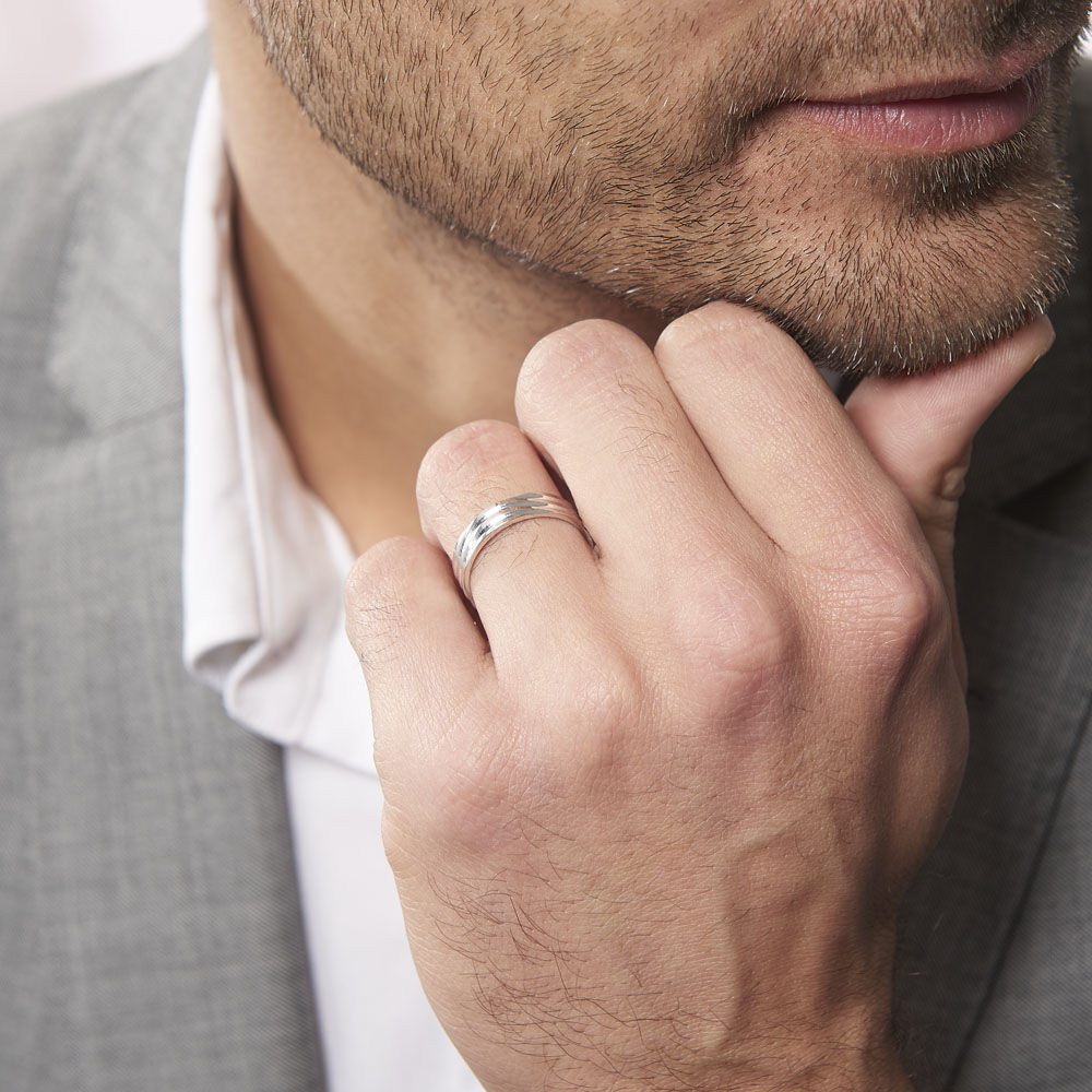 Alliance Naidy Ruban Plat Argent Blanc - Alliances personnalisées Homme | Marc Orian