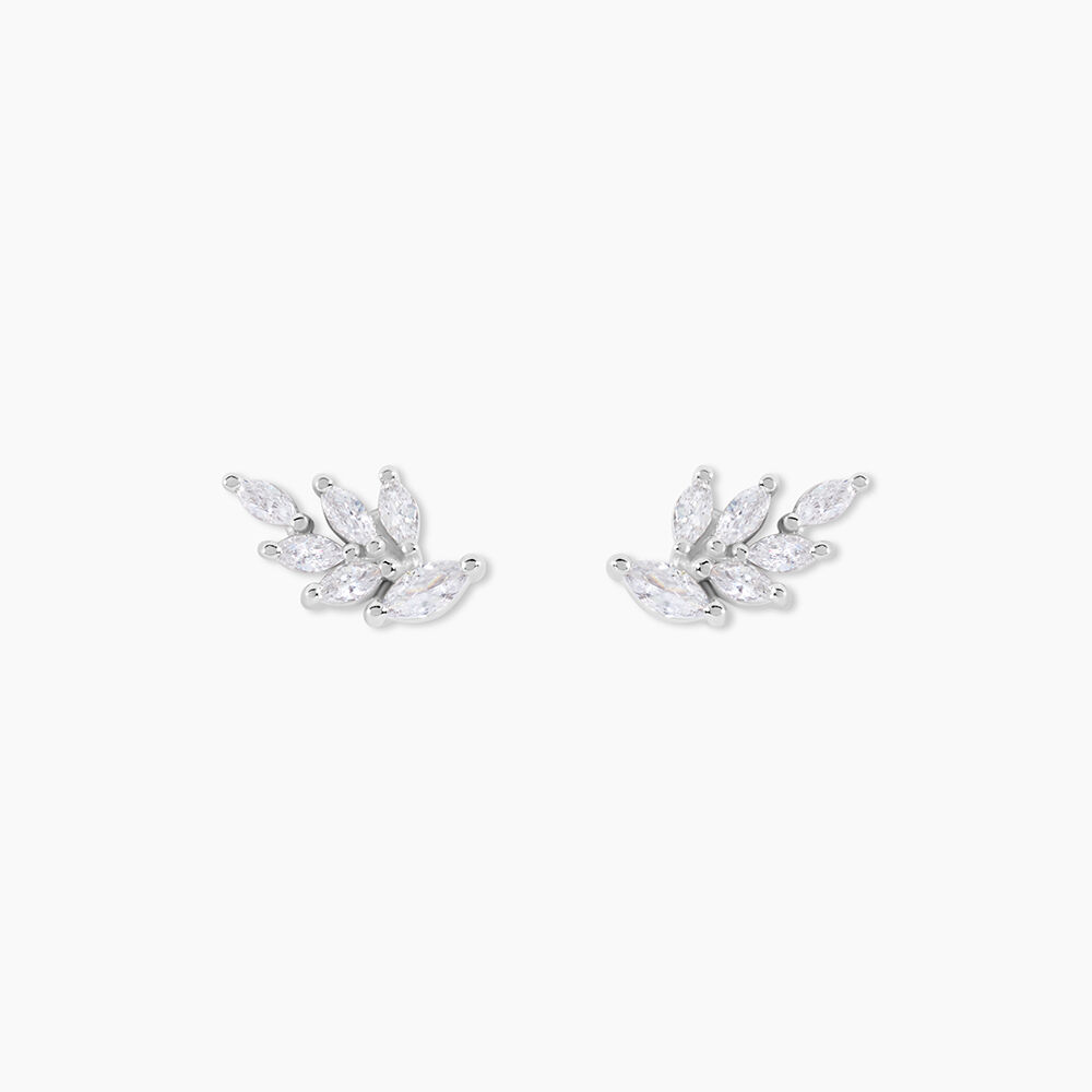 Boucles D'Oreilles Puces Feeria Argent Blanc Oxyde De Zirconium - Puces Femme | Marc Orian