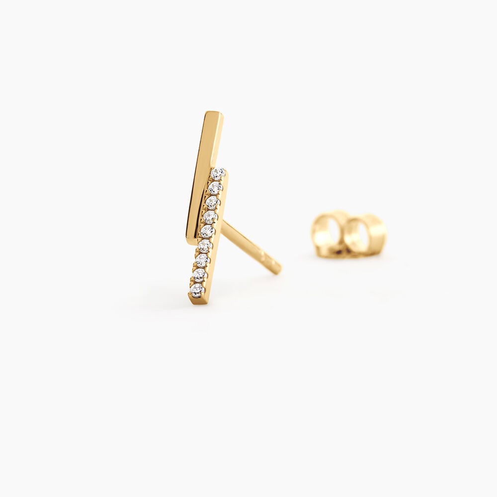 Boucles D'Oreilles Puces Clarie Argent Dor&eacute; A L'Or 750/1000 Oxyde De Zirconium - Puces Femme | Marc Orian