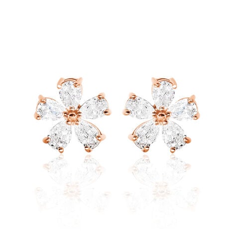 Boucles D'oreilles Puces Siriana Argent Rose Oxyde De Zirconium - Puces Femme | Marc Orian