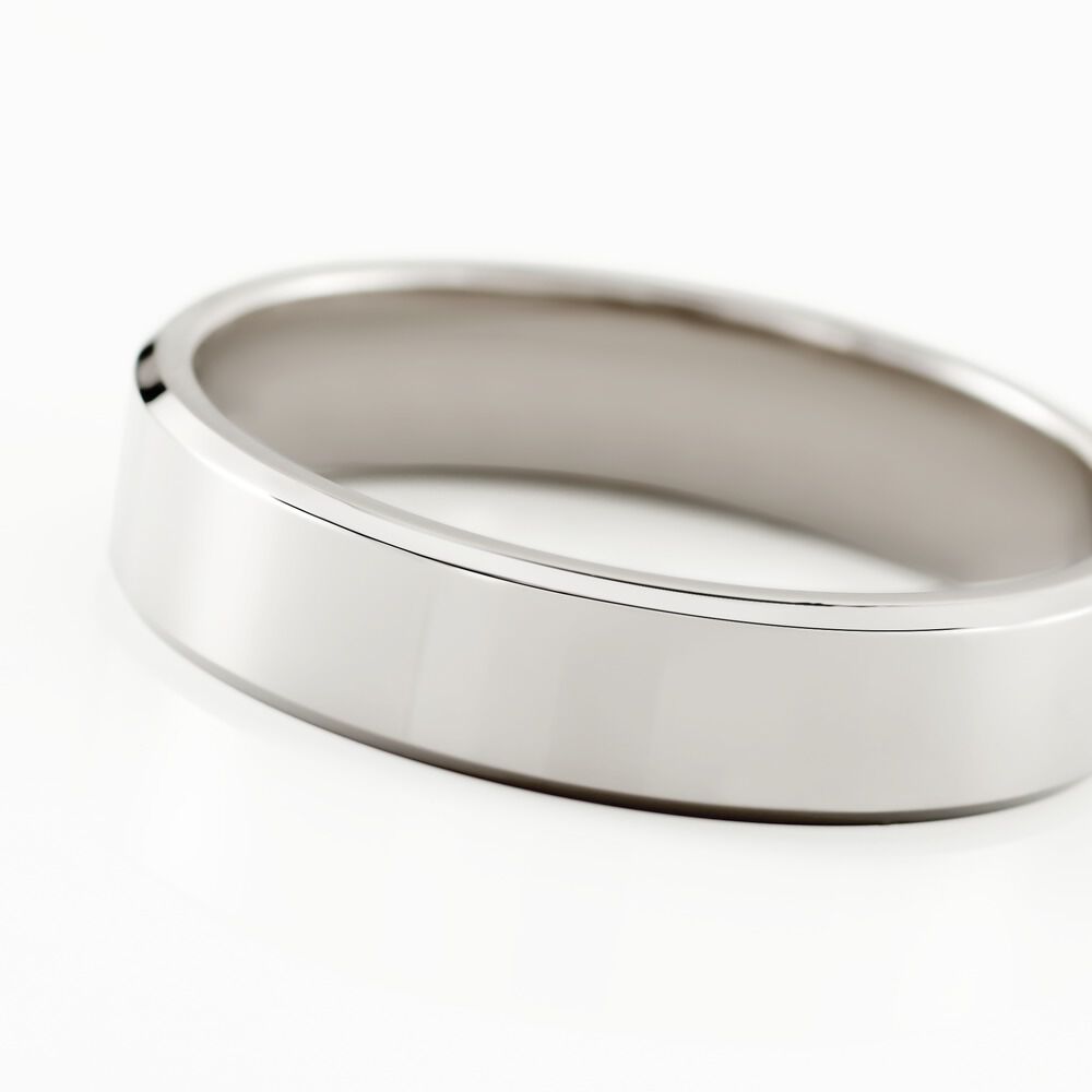 Alliance Hild Ruban Biseaute Palladium Blanc - Alliances duo Homme | Marc Orian