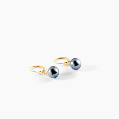 Boucles D'oreilles Puces Baroque Dormeuse Or Jaune Perle De Tahiti - Pendantes Femme | Marc Orian