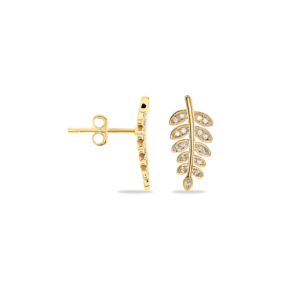 Boucles D'oreilles Puces Luz Plaqué Or Jaune Oxyde De Zirconium - Puces Femme | Marc Orian