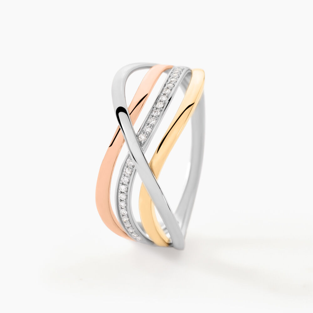 Bague Volya Or Tricolore Diamant - Bagues pierres pr&eacute;cieuses Femme | Marc Orian