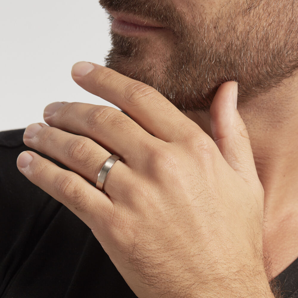 Alliance Rominus Ruban Plat Palladium Blanc - Alliances duo Homme | Marc Orian