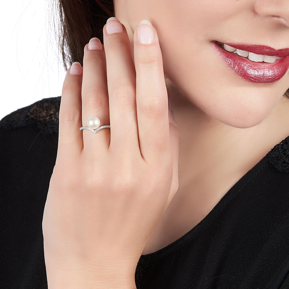 Bague Harini Argent Blanc Perle De Culture Et Oxyde De Zirconium - Bijoux fantaisie Femme | Marc Orian