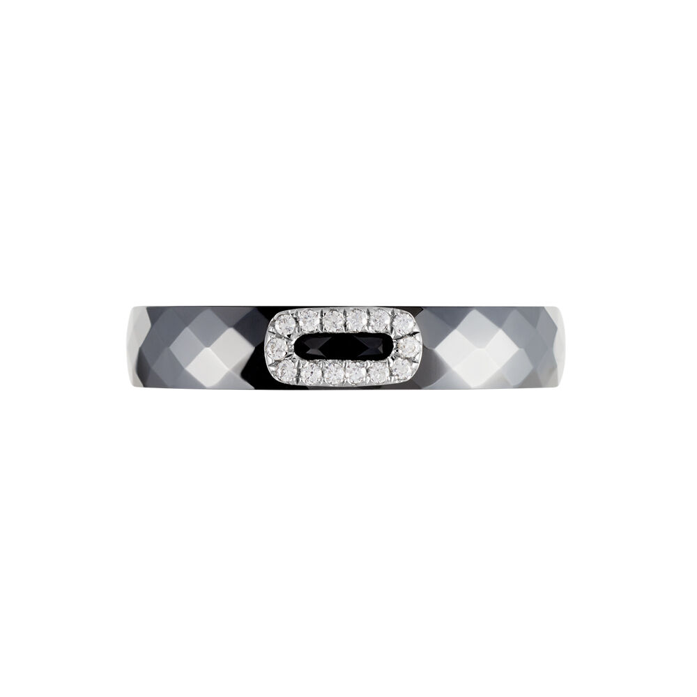 Bague Ceramik Design Argent Blanc Oxyde De Zirconium Et Céramique - Bagues avec pierre Femme | Marc Orian