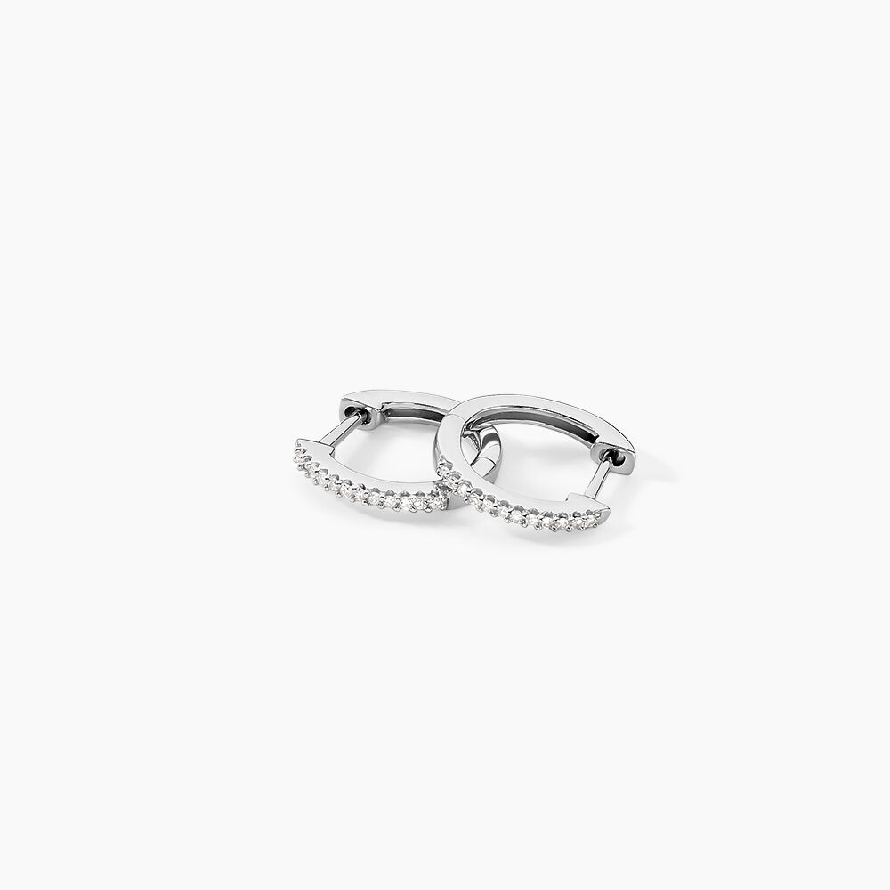 Créoles Aryanna Rondes Or Blanc Diamant - Créoles Femme | Marc Orian