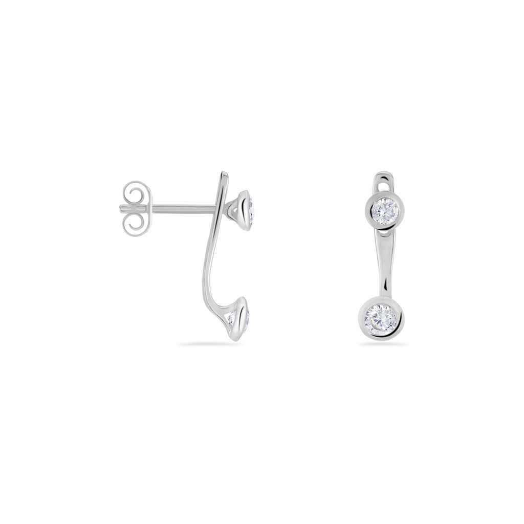 Bijoux D'oreilles Abha Argent Blanc Oxyde De Zirconium - Boucles d'oreilles Ear cuffs Femme | Marc Orian