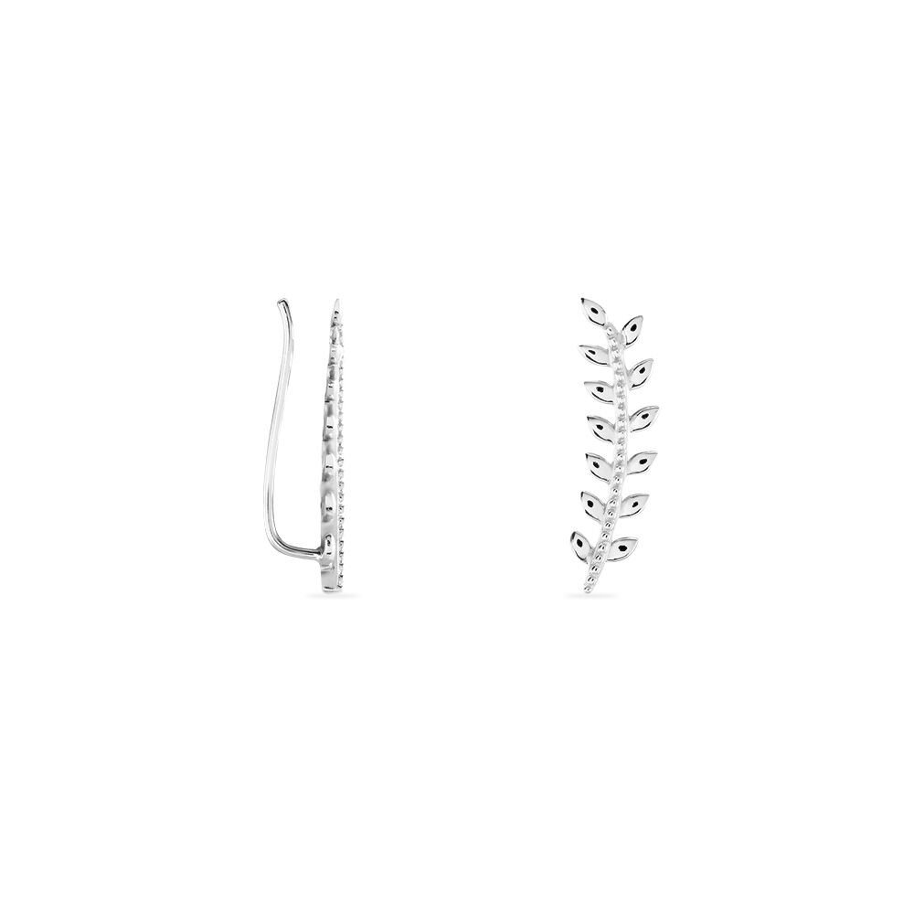 Boucles D'oreilles Grimpantes Folia Argent Blanc - Piercings d'oreilles Femme | Marc Orian
