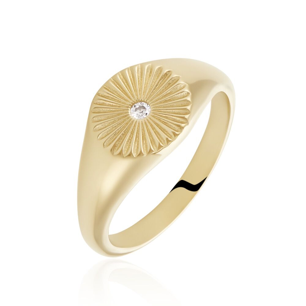 Chevaliere Plaqué Or Cicinus Oxyde De Zirconium - Solitaires Femme | Marc Orian