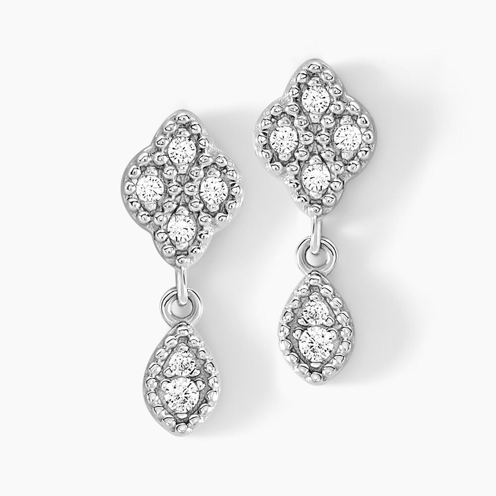 Boucles D'oreilles Pendantes Roseraie Argent Blanc Oxyde De Zirconium - Pendantes Femme | Marc Orian