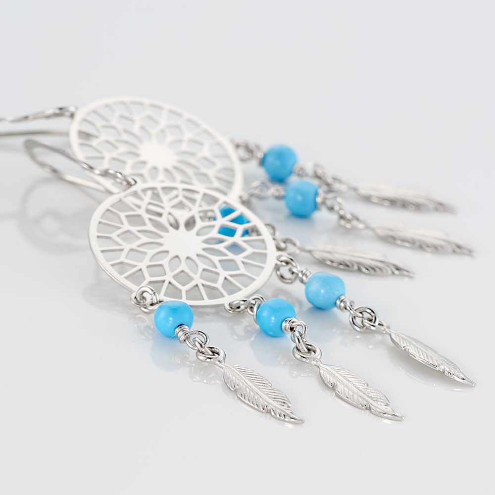 Boucles D'oreilles Pendantes Anoki Argent Blanc -  Femme | Marc Orian