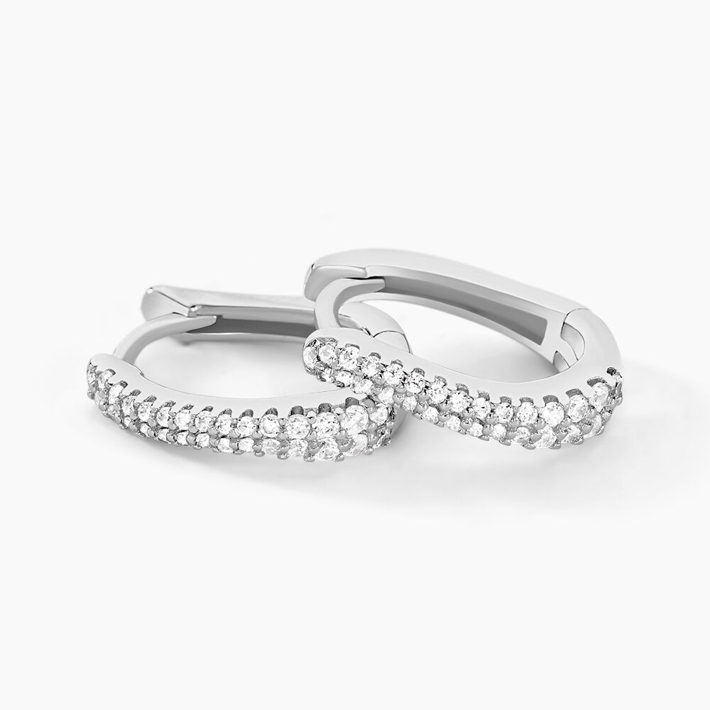 Créoles Sattya Argent Blanc Oxyde De Zirconium - Créoles Femme | Marc Orian