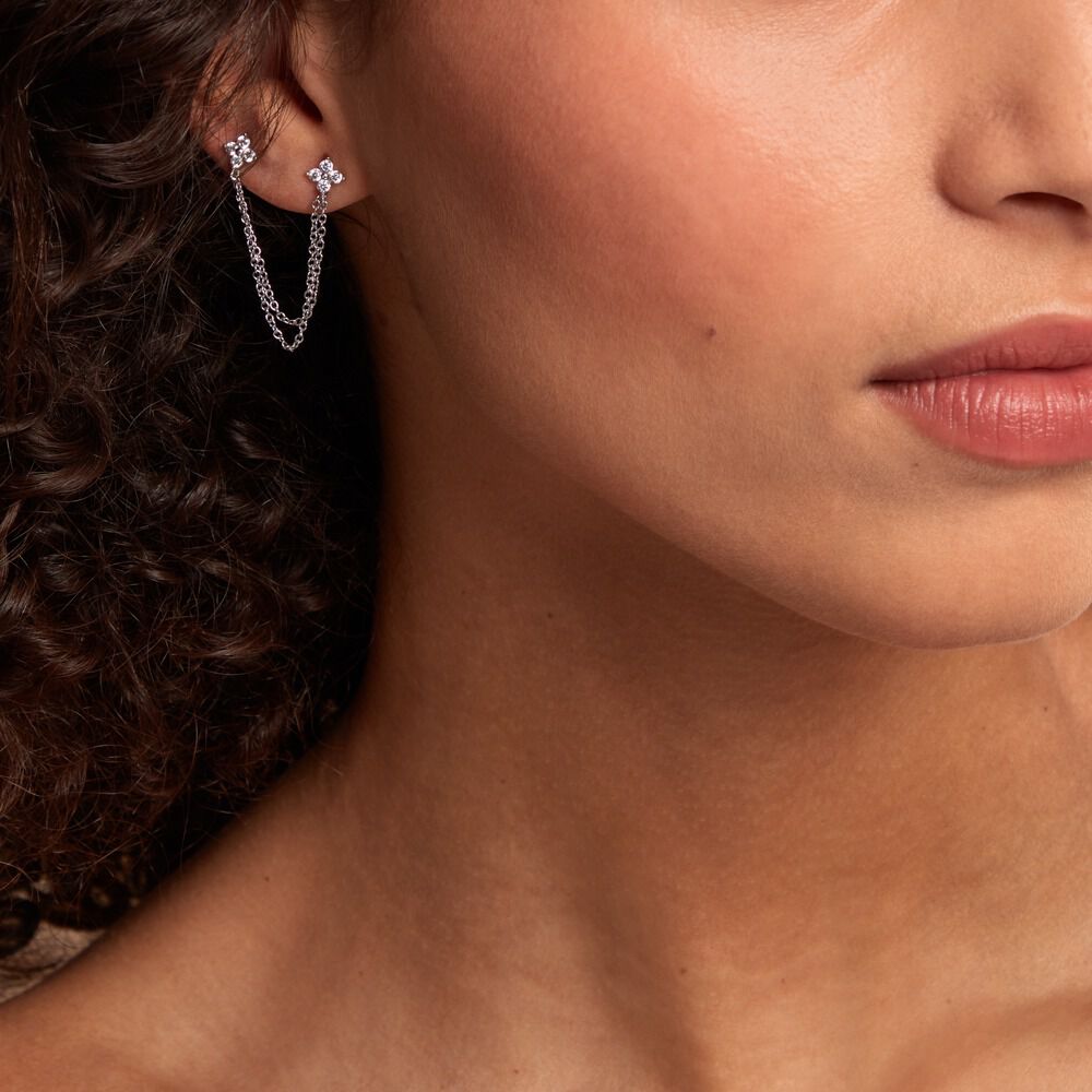 Boucles D'oreilles D&eacute;pareill&eacute;es June Argent Blanc Oxyde De Zirconium - Bijoux fantaisie Femme | Marc Orian