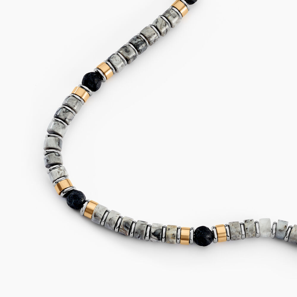 Bracelet Nairobi Acier Bicolore Labradorite Pierre De Lave - Bracelets chaînes Homme | Marc Orian