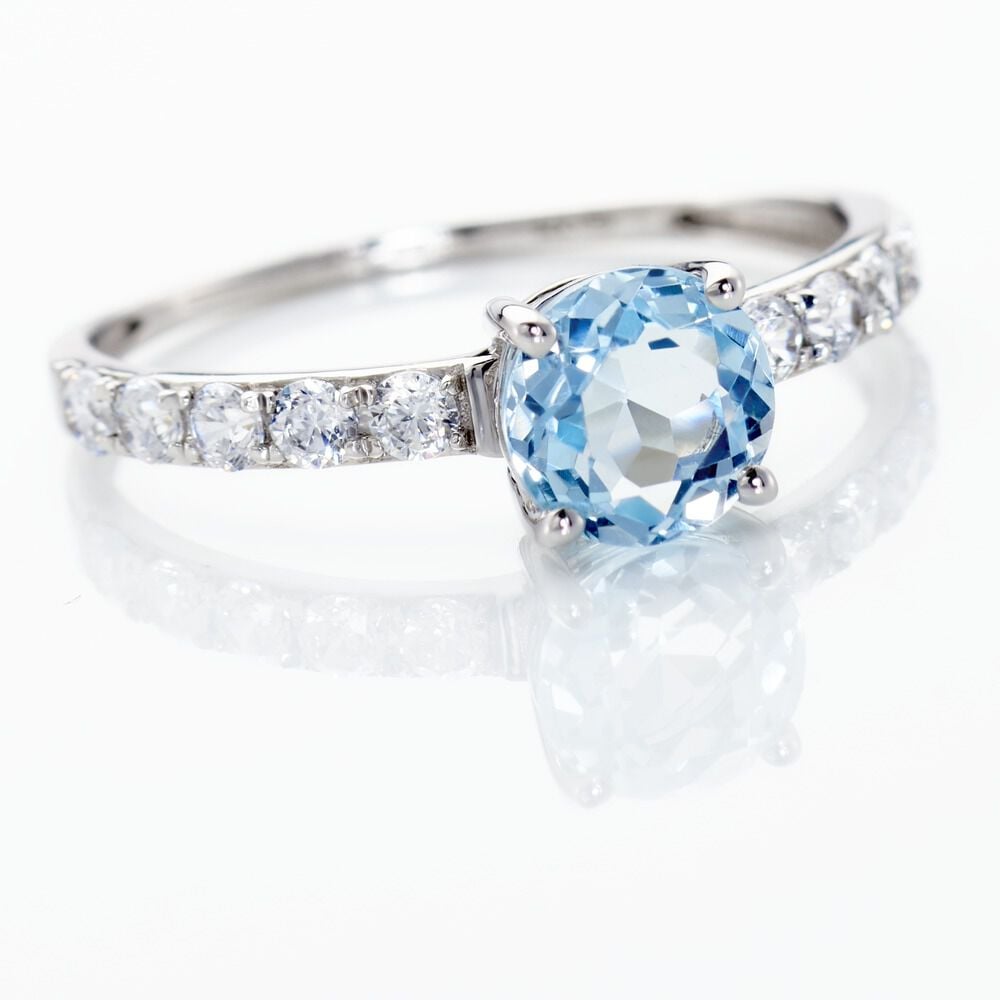 Bague Or Blanc Monroe Topaze Oxydes De Zirconium - Bagues pierres fines Femme | Marc Orian