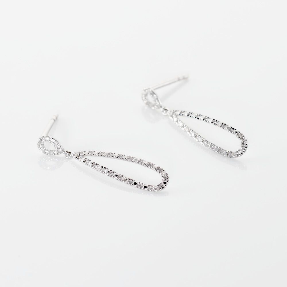 Boucles D'oreilles Pendantes Or Blanc Diamants - Pendantes Femme | Marc Orian