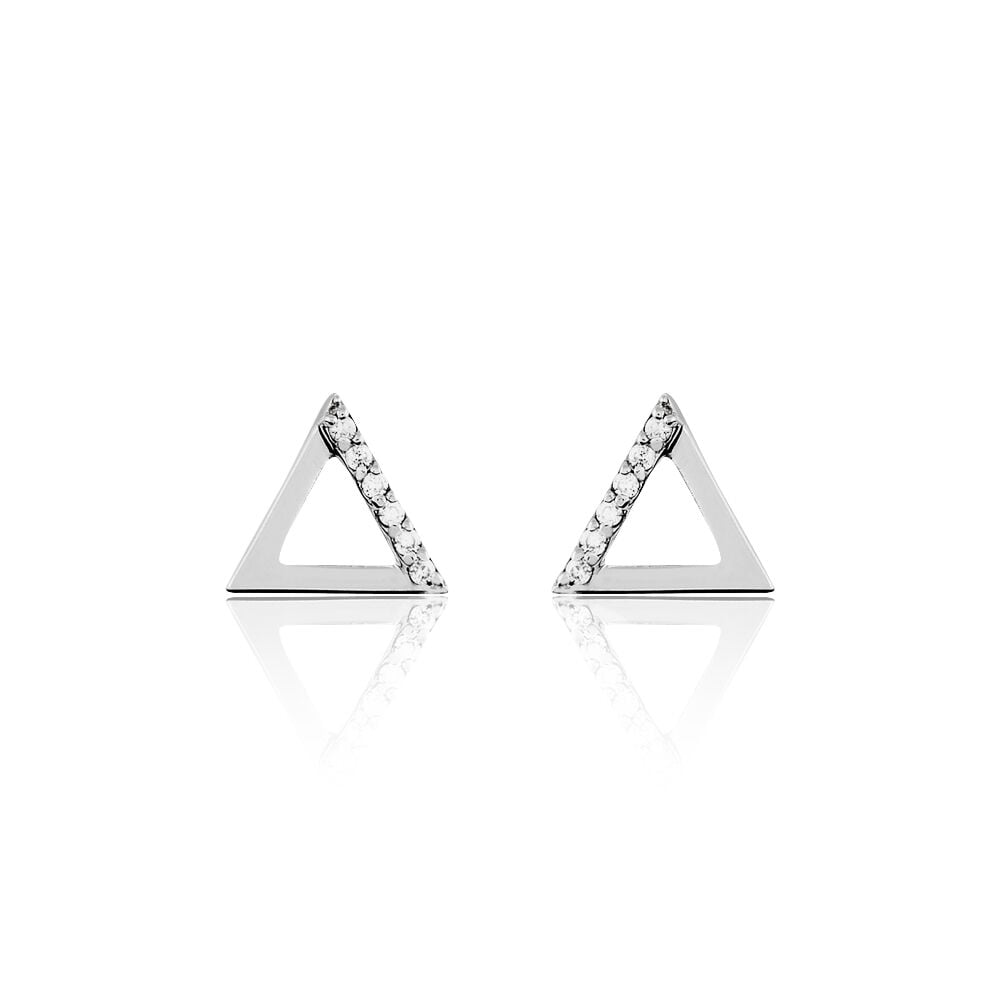 Boucles D'oreilles Puces Lorena Argent Blanc Oxyde De Zirconium - Puces Femme | Marc Orian