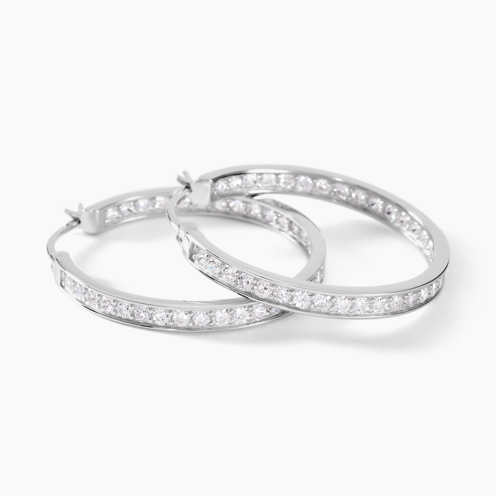 Créoles Django Argent Blanc Oxyde De Zirconium - Créoles Femme | Marc Orian
