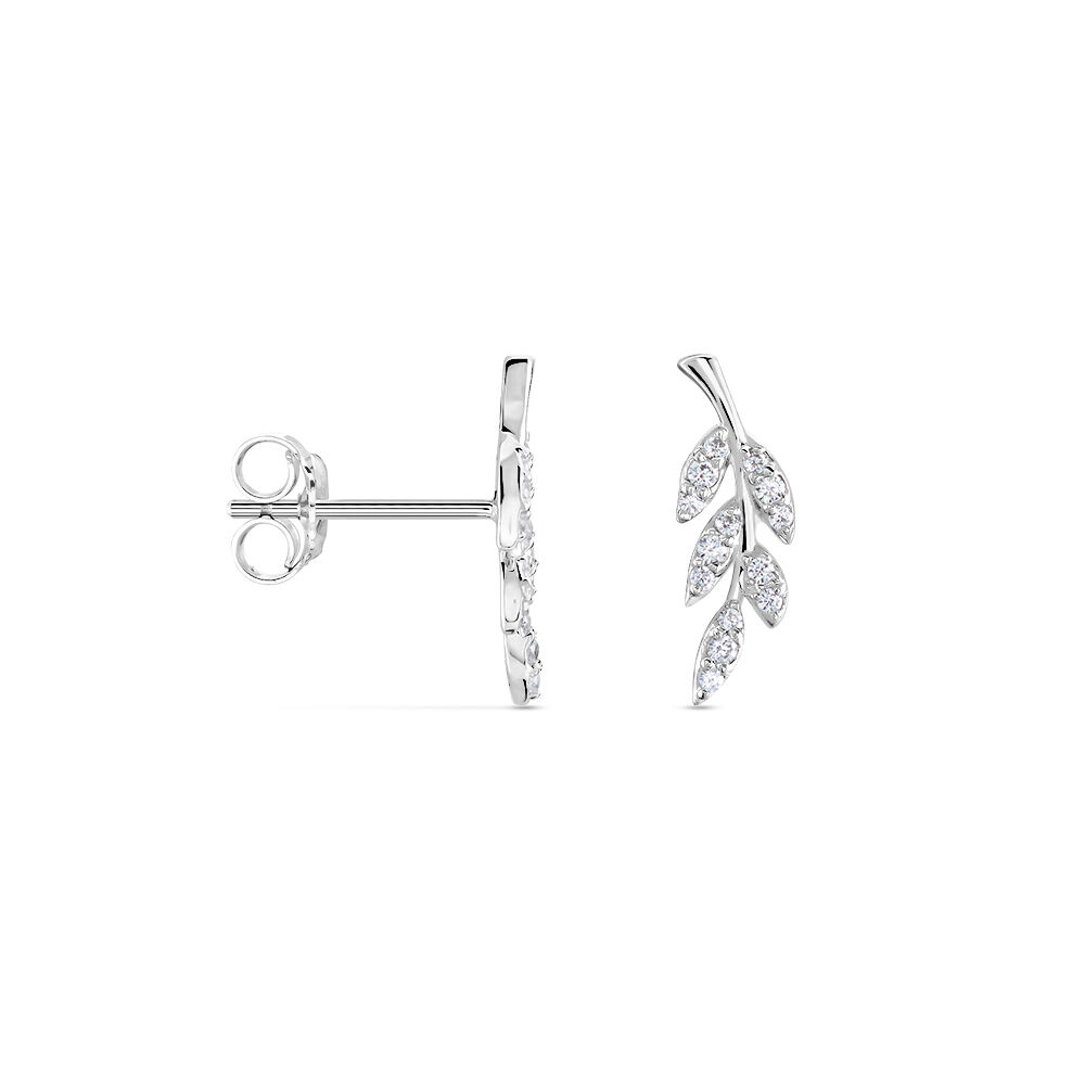 Boucles D'oreilles Puces Alma Argent Blanc Oxyde De Zirconium - Puces Femme | Marc Orian
