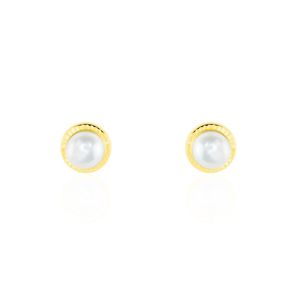 Boucles D'oreilles Puces Valliamee Diamante Or Jaune Perle De Culture - Puces Femme | Marc Orian